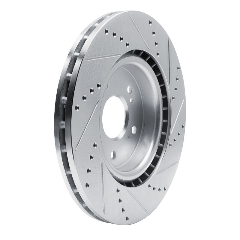 Acura RDX Brake Rotor (1) - Front Left - R1 Concepts - Drilled & Slotted - Silver - `19-`25